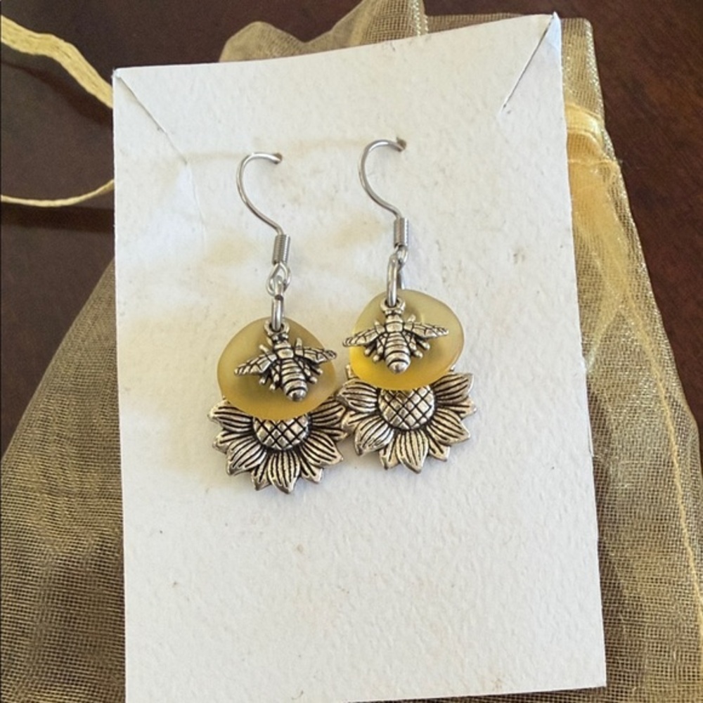 Charming Silver and Gold Bee Earrings